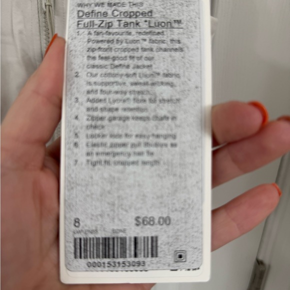 Lululemon Define Cropped Full-Zip Tank - Picture 2 of 3